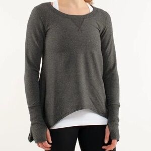 Lululemon Tea Lounge Pullover Heathered Coal Sharkbite Sweatshirt Thumbhole